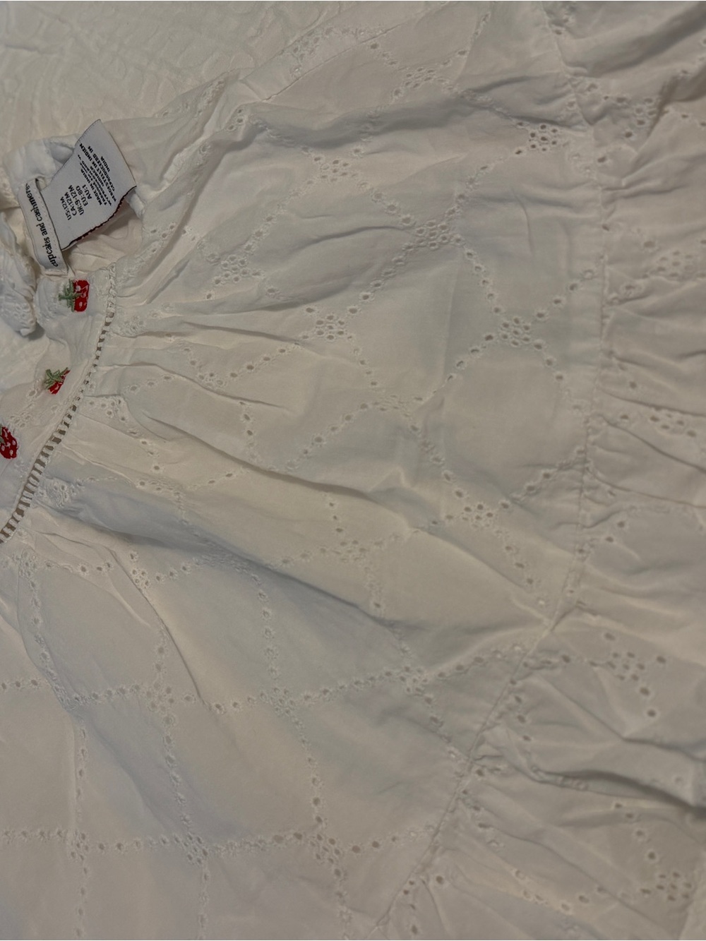 Cupcakes and Cashmere White Strawberry Eyelet Baby Dress | 12 Months - Picture 2 of 7